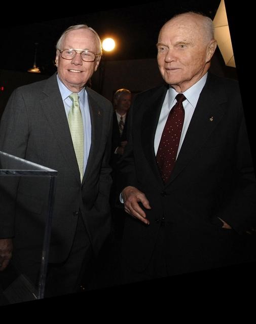 Neil Armstrong and John Glenn at UC in 1986